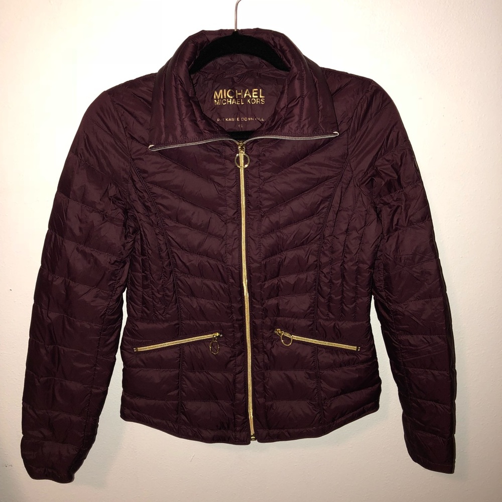 Michael Kors Purple Packable Down Jacket